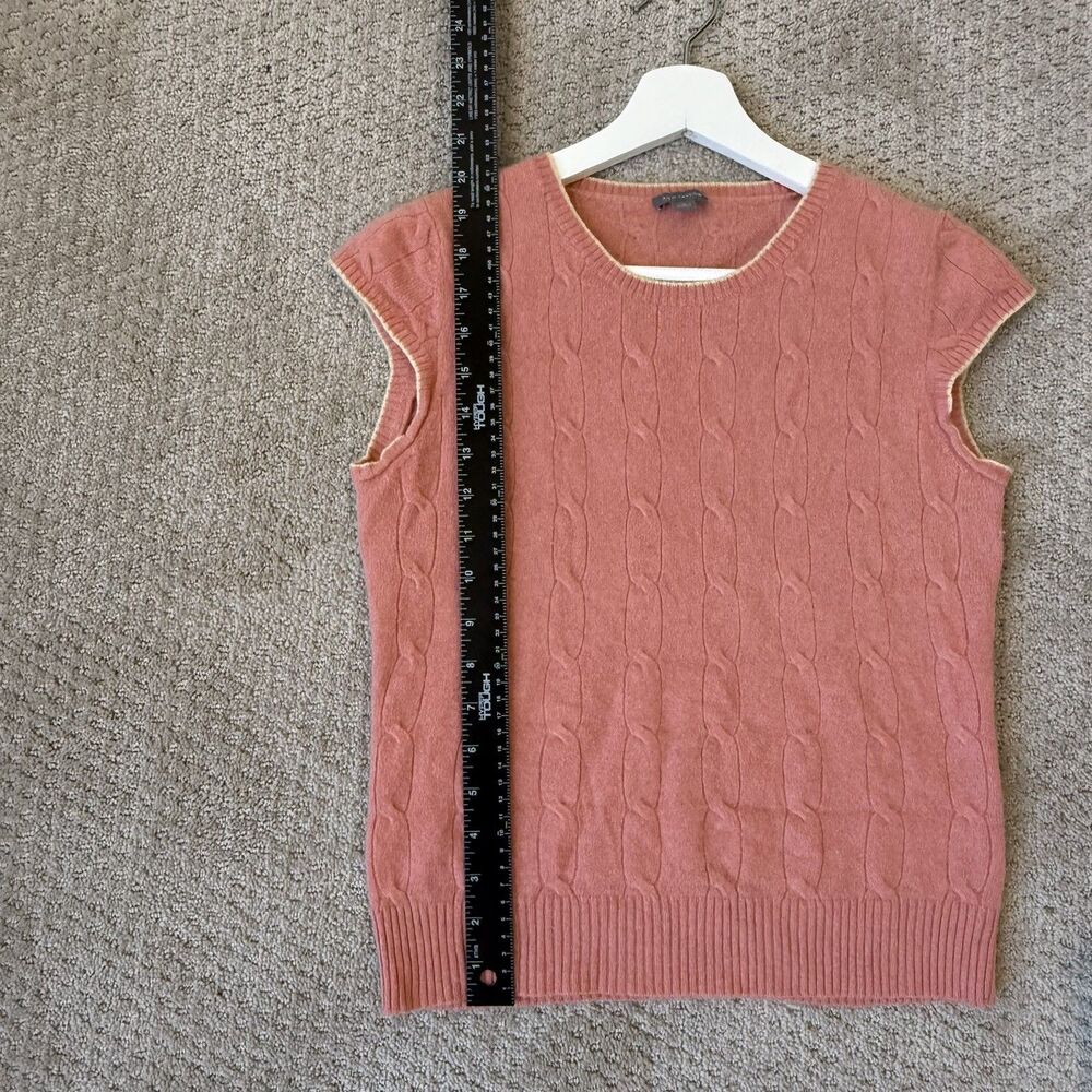 Ann Taylor Medium 100% Cashmere Short Sleeve Cable Knit Sweater Preppy Luxury - Picture 8 of 10